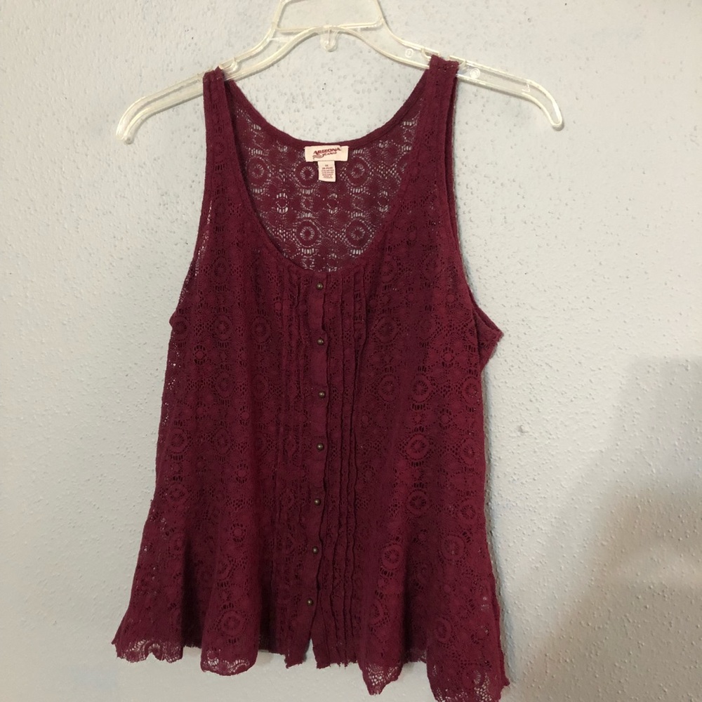 Maroon lace tank top from Arizona